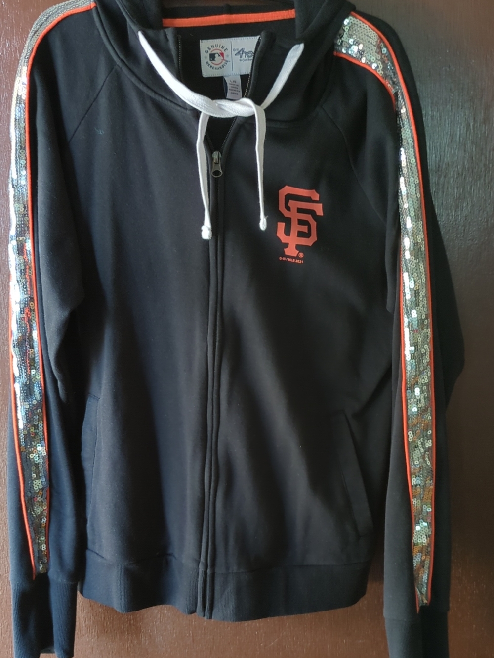 San Francisco Giants Women's Black Zip-Up Hoodie with Orange Logo
